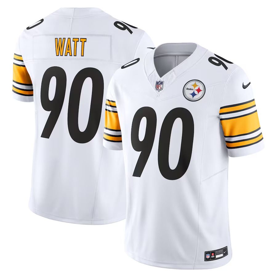 Men Pittsburgh Steelers #90 T.J. Watt Nike White Vapor F.U.S.E. Limited NFL Jersey